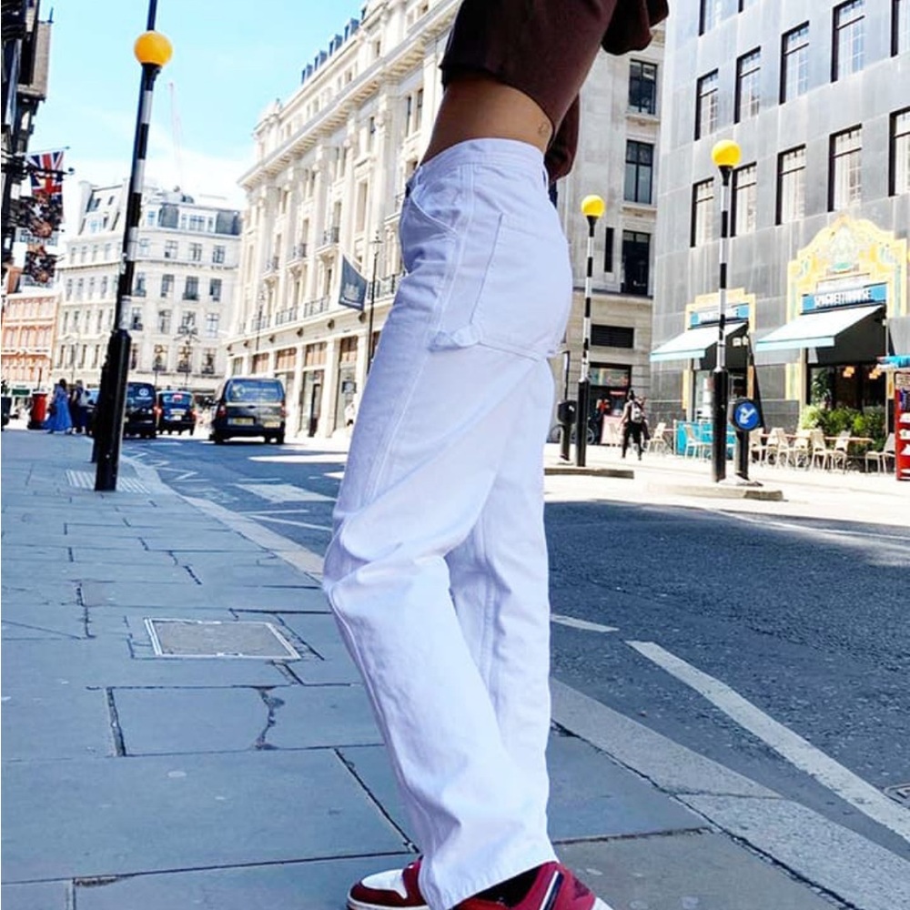Subdued White denim worker baggy pants